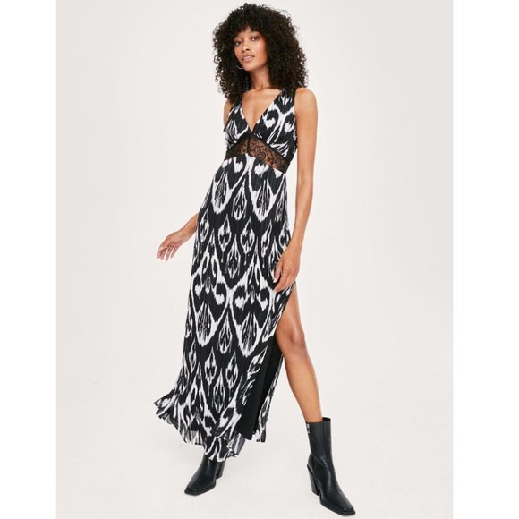 Nasty Gal Dresses & Skirts - Nasty Gal Lace Trim Maxi Satin Slip Dress - Size 4, NWT